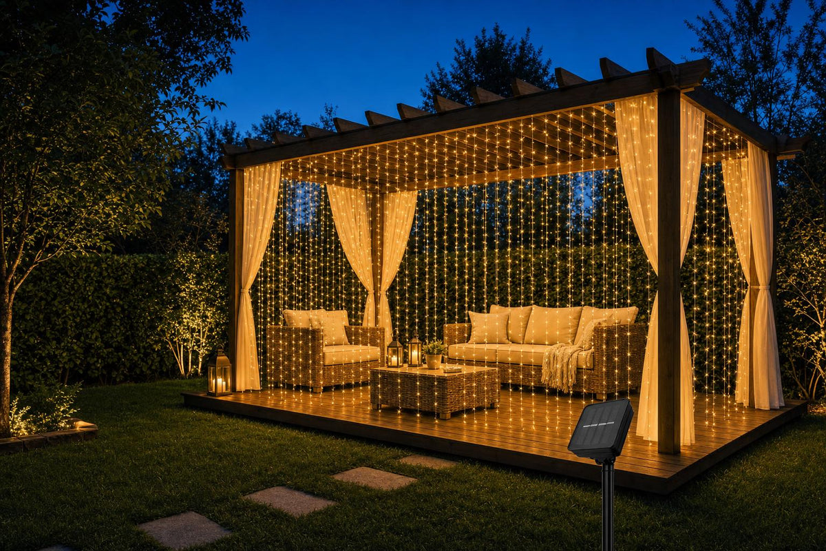 Cortina de Luces LED Solar para Exterior