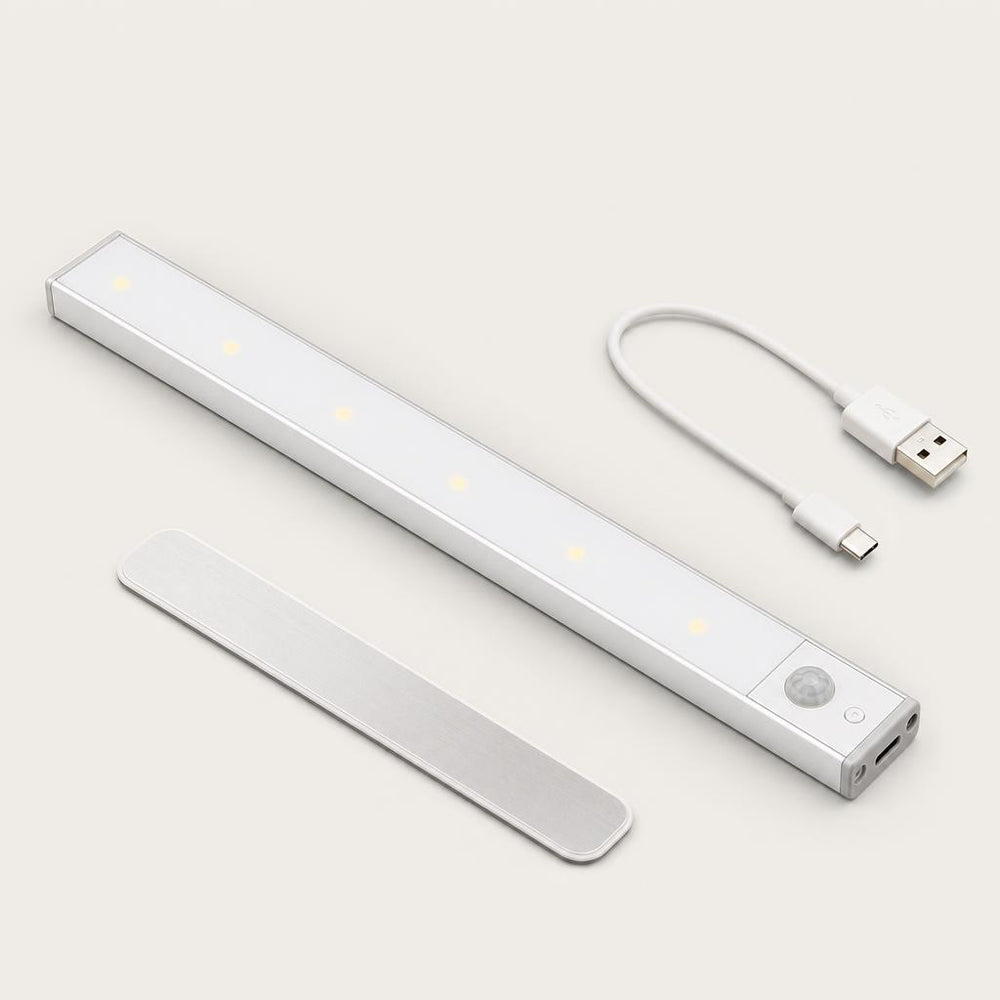 Luz LED con sensor de movimiento, base magnética y cable USB