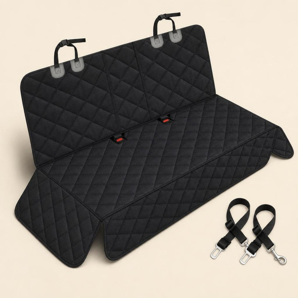 Funda protectora de asiento trasero para perros con 2 cinturones de seguridad